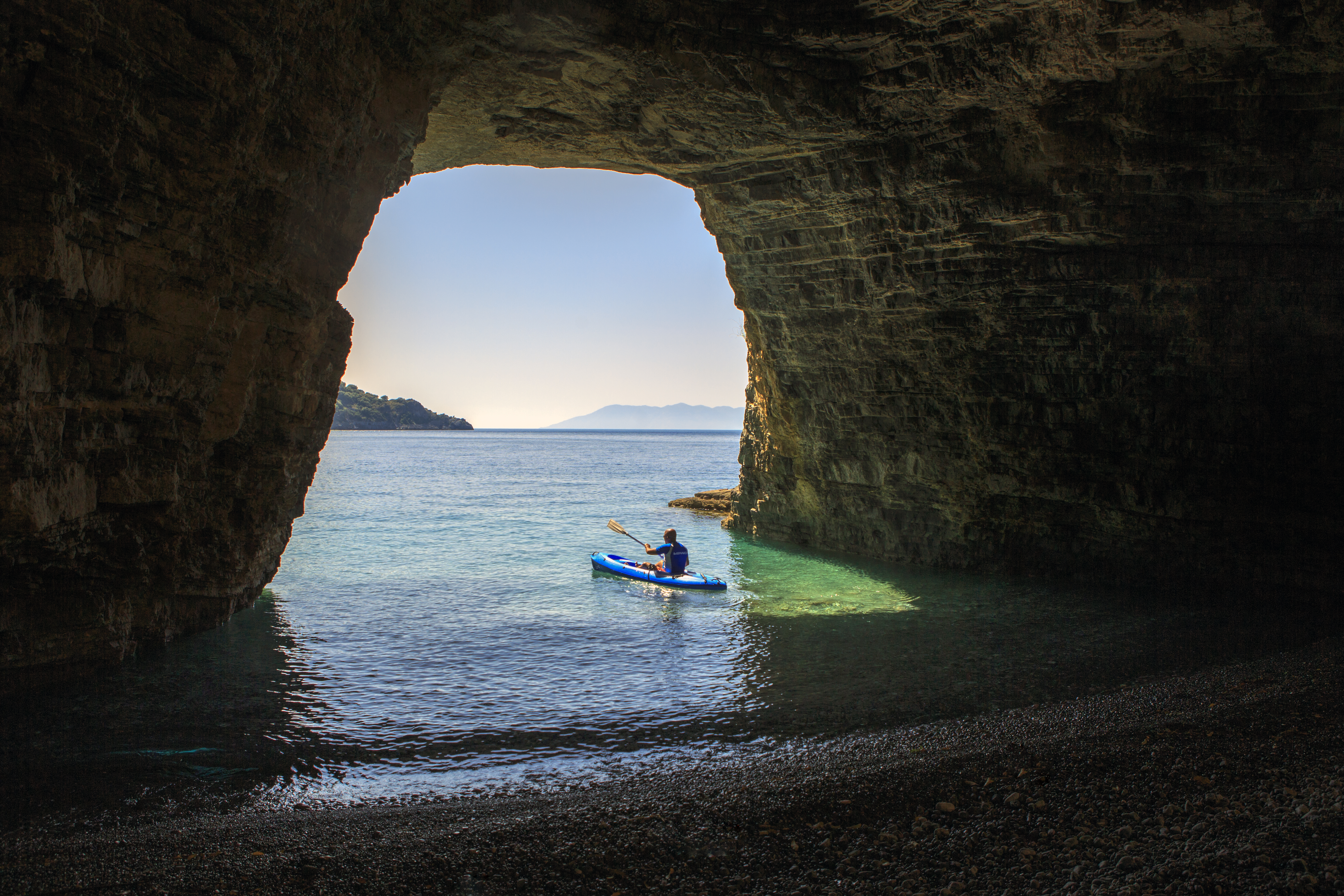 Gokce gemile secluded sea cave kayak entry
